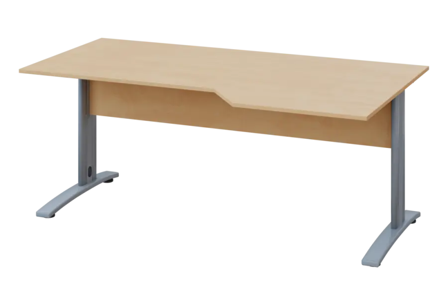 EZK 18 - 186 stůl kancelářský, rohový, pravý, kovová podnož stříbrná, deska 18 mm, široký 1800 mm, bříza irská